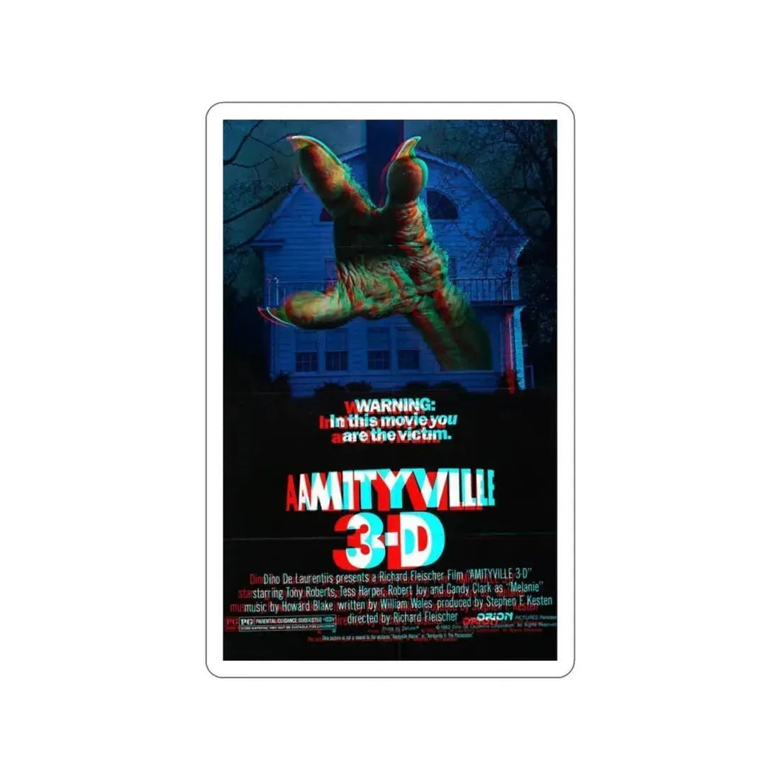 AMITYVILLE 3D (3D) 1983 Movie Poster STICKER Vinyl Die-Cut Decal 6 Inch - The Sticker Space