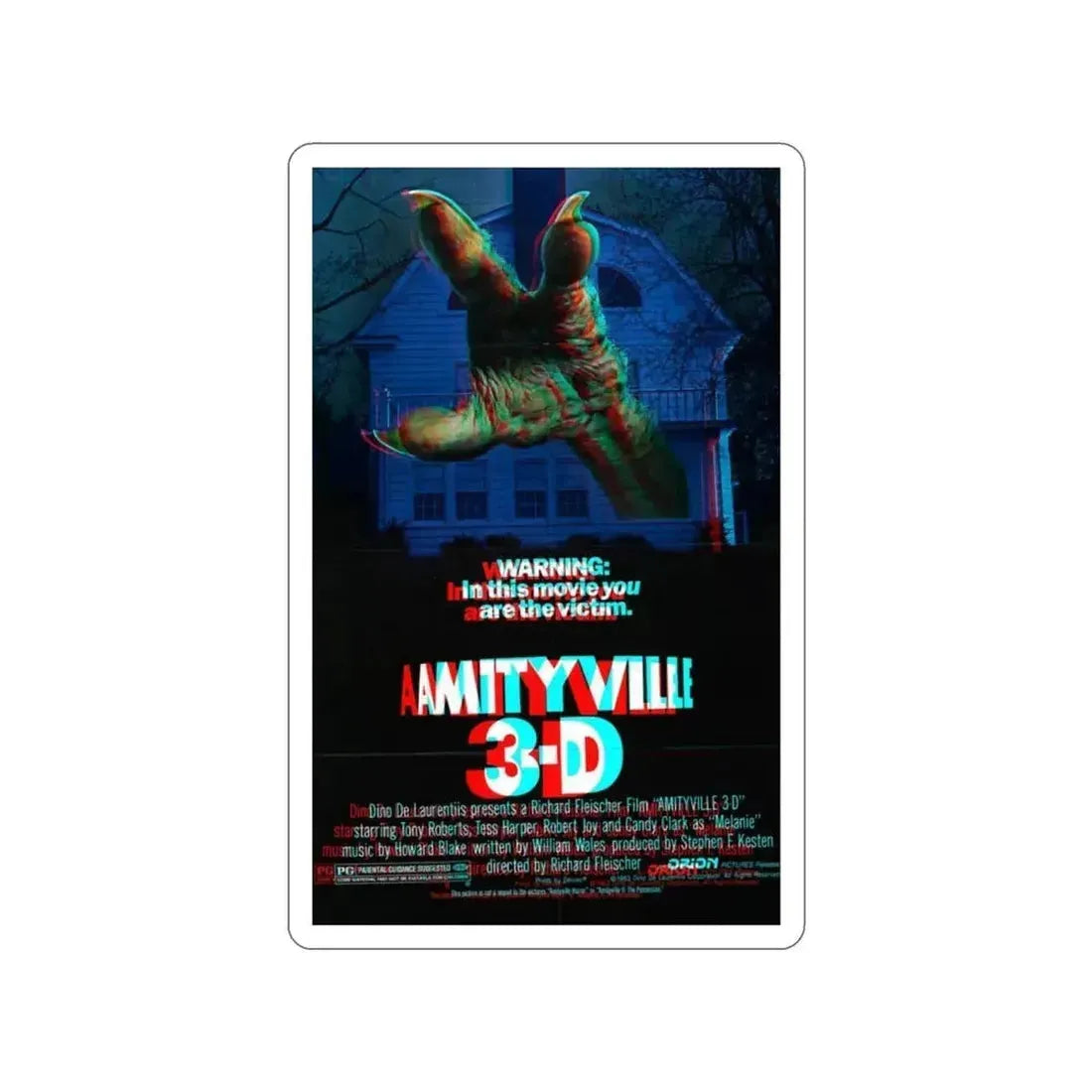 AMITYVILLE 3D (3D) 1983 Movie Poster STICKER Vinyl Die-Cut Decal - The Sticker Space
