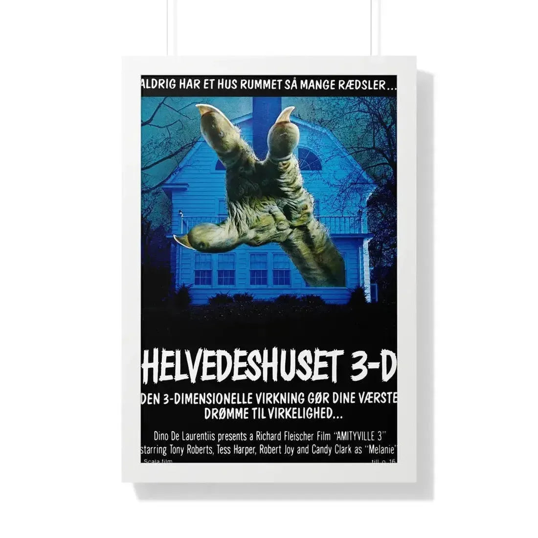 AMITYVILLE 3D (DANISH) 1983 - Framed Movie Poster 20" x 30" White - The Sticker Space