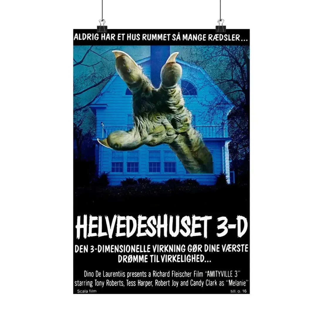 AMITYVILLE 3D (DANISH) 1983 - Paper Movie Poster - The Sticker Space