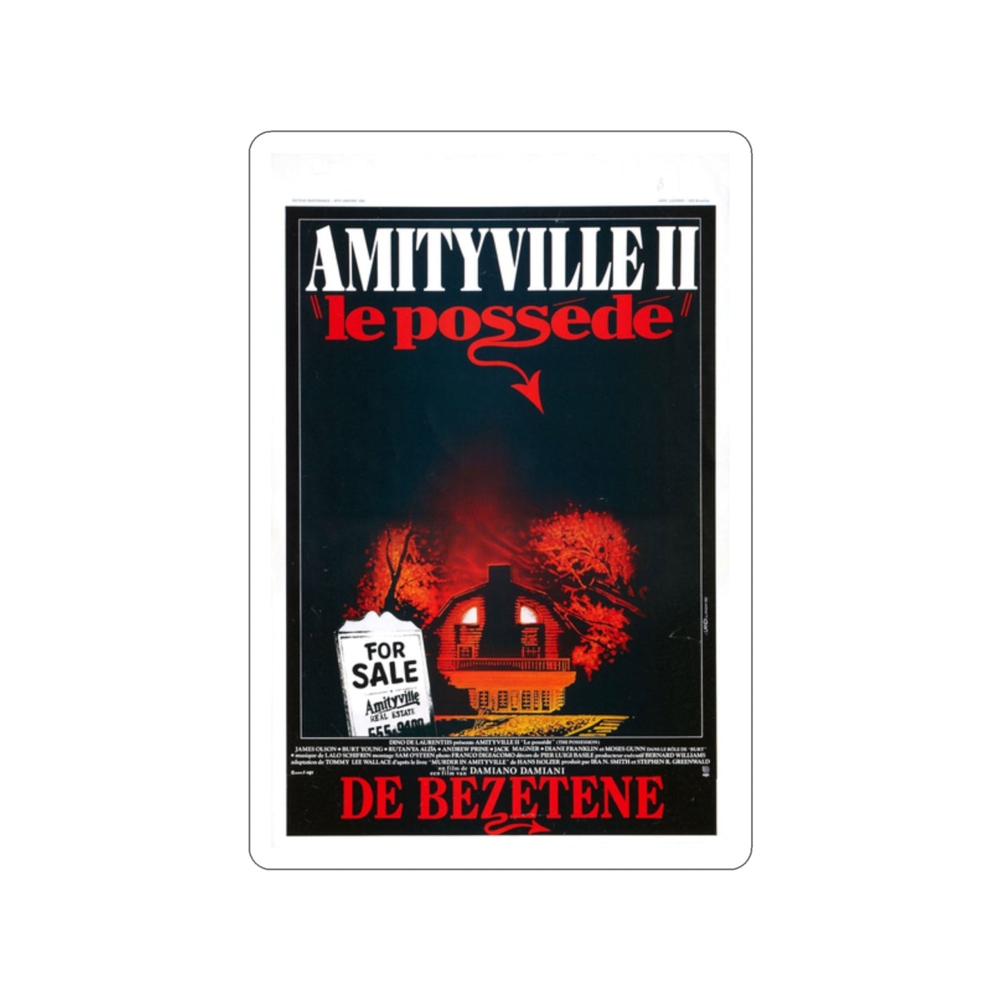 AMITYVILLE II (BELGIAN) 1982 Movie Poster STICKER Vinyl Die-Cut Decal-2 Inch-The Sticker Space