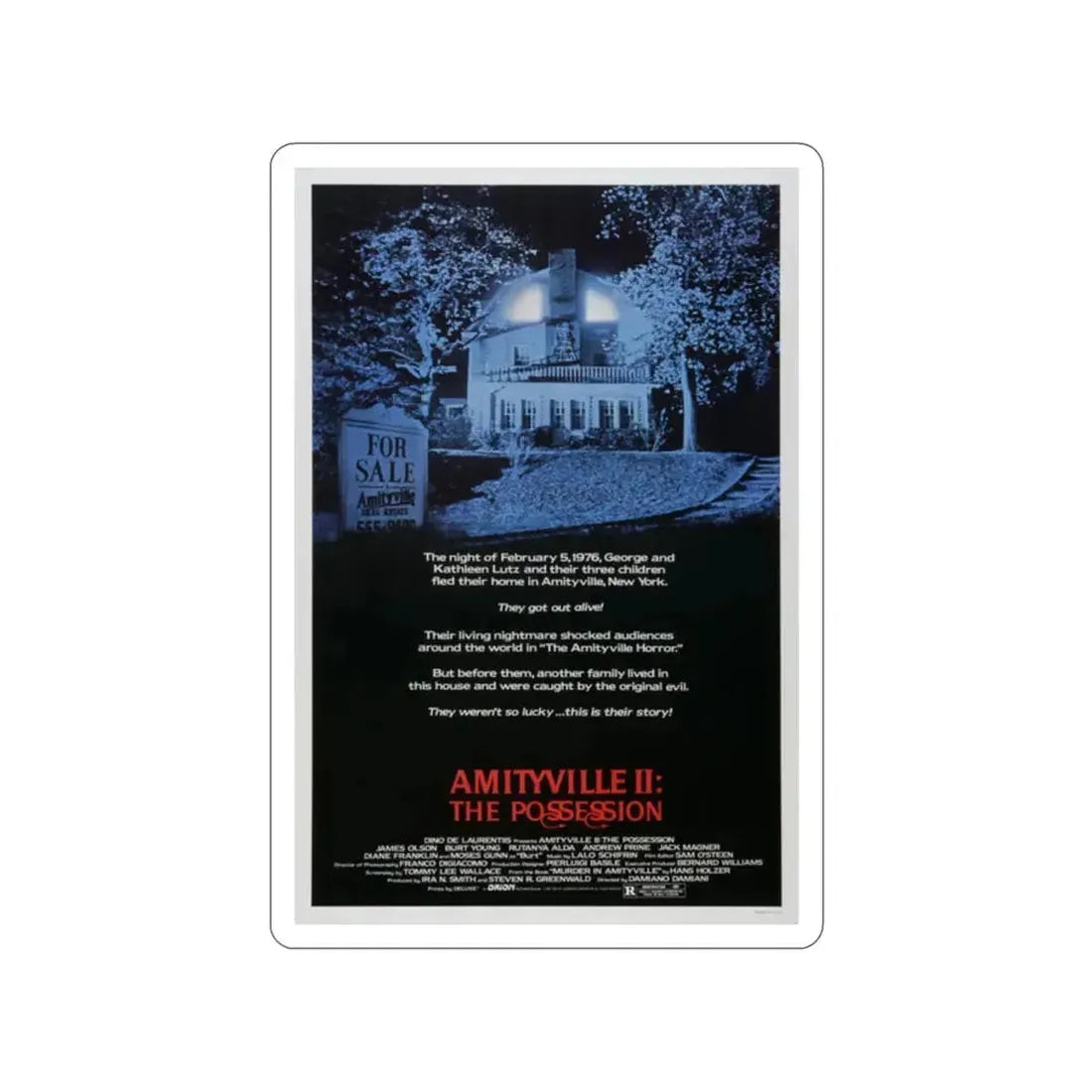 AMITYVILLE II THE POSSESSION 1982 Movie Poster STICKER Vinyl Die-Cut Decal 2 Inch - The Sticker Space