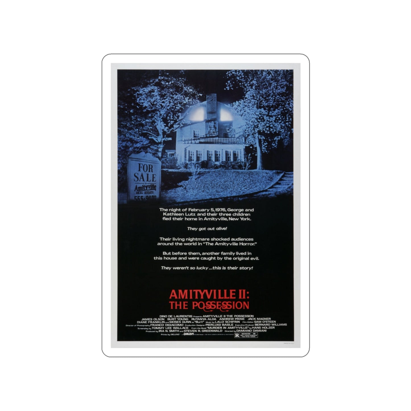 AMITYVILLE II THE POSSESSION 1982 Movie Poster STICKER Vinyl Die-Cut Decal-3 Inch-The Sticker Space