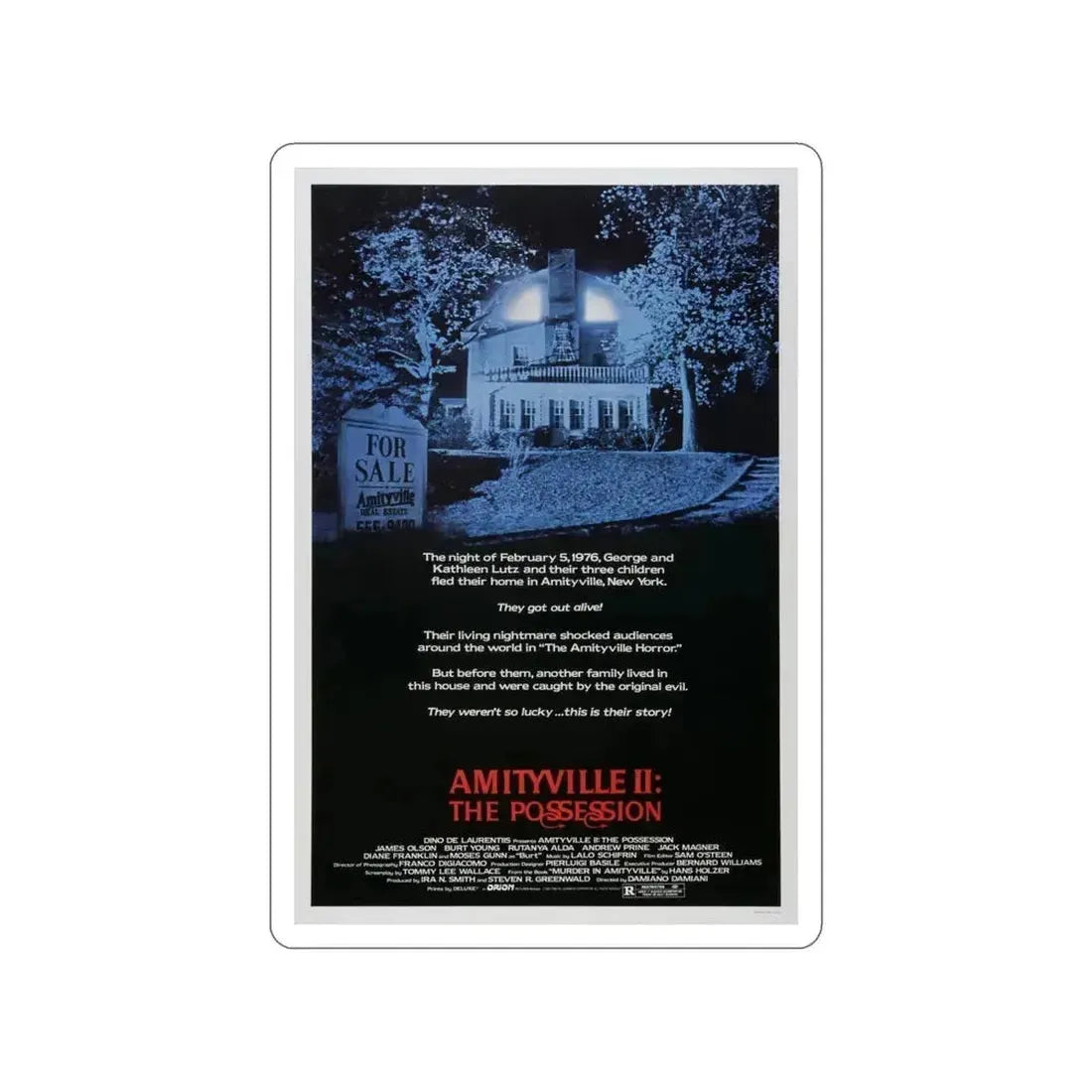 AMITYVILLE II THE POSSESSION 1982 Movie Poster STICKER Vinyl Die-Cut Decal 6 Inch - The Sticker Space