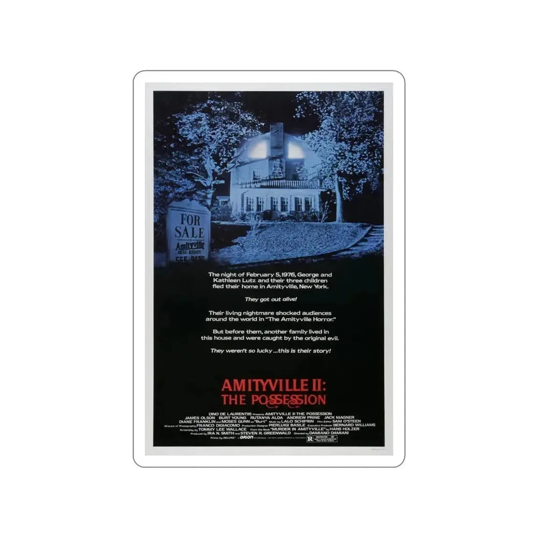 AMITYVILLE II THE POSSESSION 1982 Movie Poster STICKER Vinyl Die-Cut Decal 6 Inch - The Sticker Space