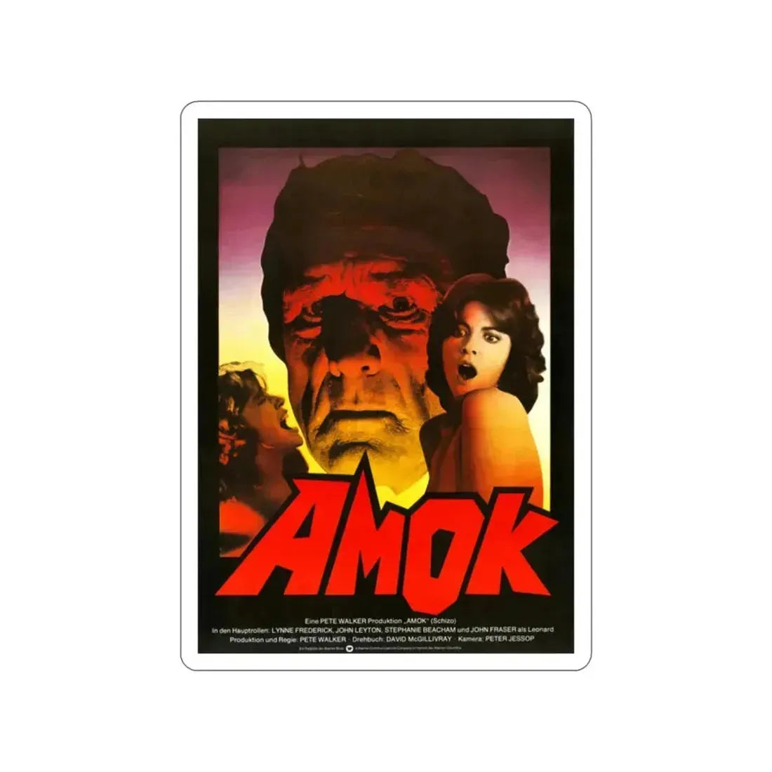 AMOK (SCHIZO) 1976 Movie Poster STICKER Vinyl Die-Cut Decal 2 Inch - The Sticker Space