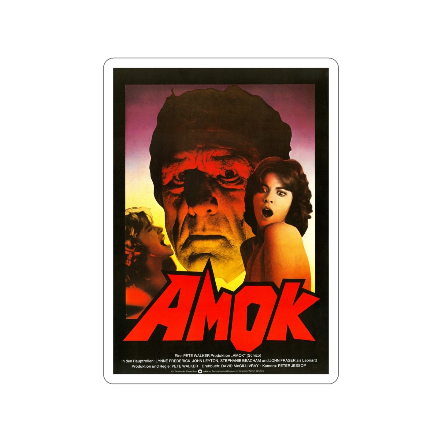 AMOK (SCHIZO) 1976 Movie Poster STICKER Vinyl Die-Cut Decal-6 Inch-The Sticker Space