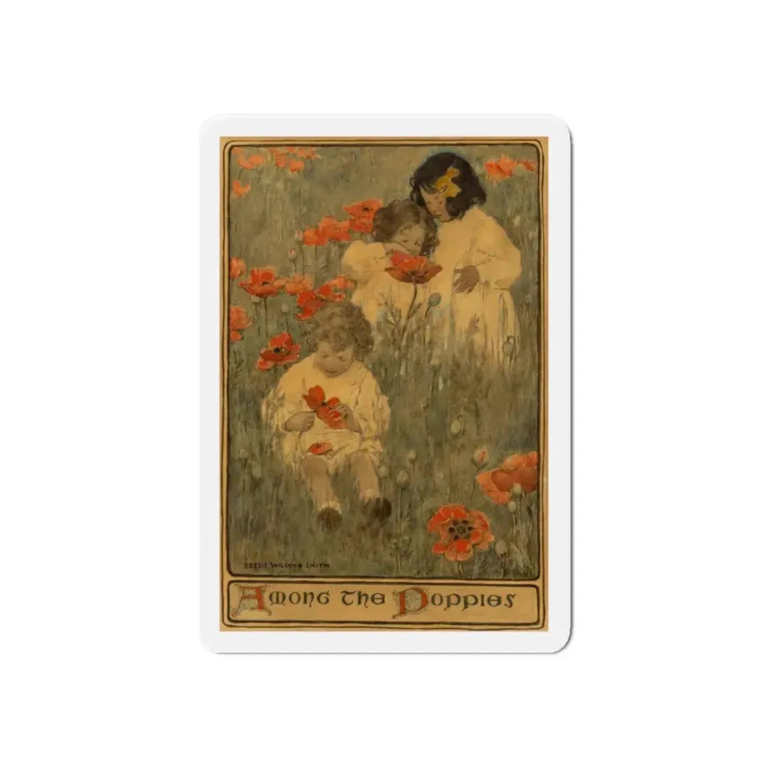 Among the Poppies, The Child in a Garden, Scribner's Magazine illustration, December 1903 (Magazine Illustration) Refrigerator Magnet 6 Inch - The Sticker Space
