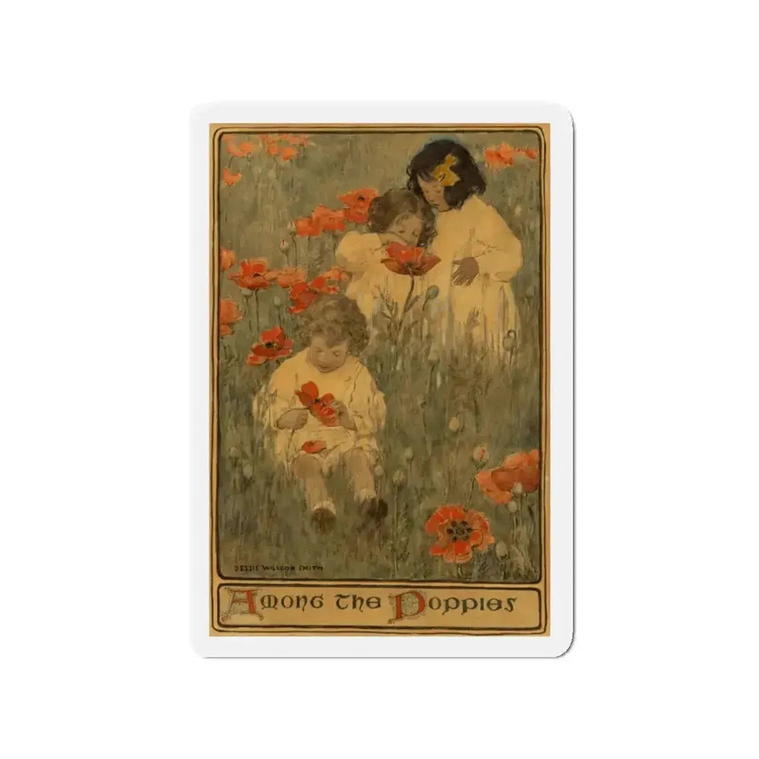 Among the Poppies, The Child in a Garden, Scribner's Magazine illustration, December 1903 (Magazine Illustration) Refrigerator Magnet - The Sticker Space