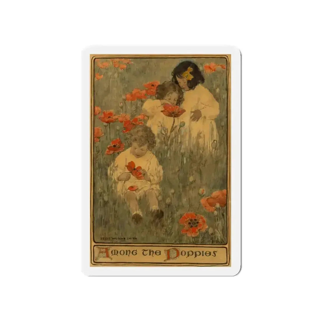 Among the Poppies, The Child in a Garden, Scribner's Magazine illustration, December 1903 (Magazine Illustration) Refrigerator Magnet - The Sticker Space