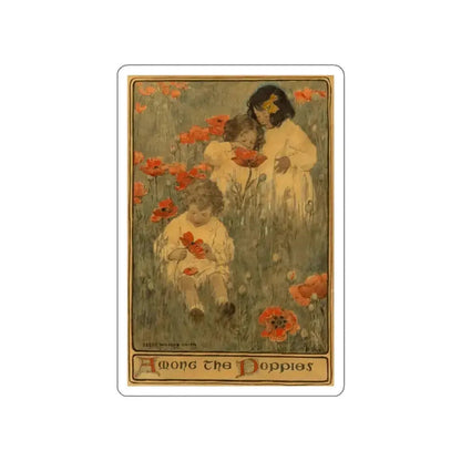Among the Poppies, The Child in a Garden, Scribner's Magazine illustration, December 1903 (Magazine Illustration) STICKER Vinyl Die-Cut Decal - The Sticker Space