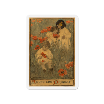 Among the Poppies, The Child in a Garden, Scribner's Magazine illustration, December 1903 (Magazine Illustration) Refrigerator Magnet-4" x 4"-The Sticker Space