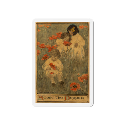 Among the Poppies, The Child in a Garden, Scribner's Magazine illustration, December 1903 (Magazine Illustration) Refrigerator Magnet-5" x 5"-The Sticker Space