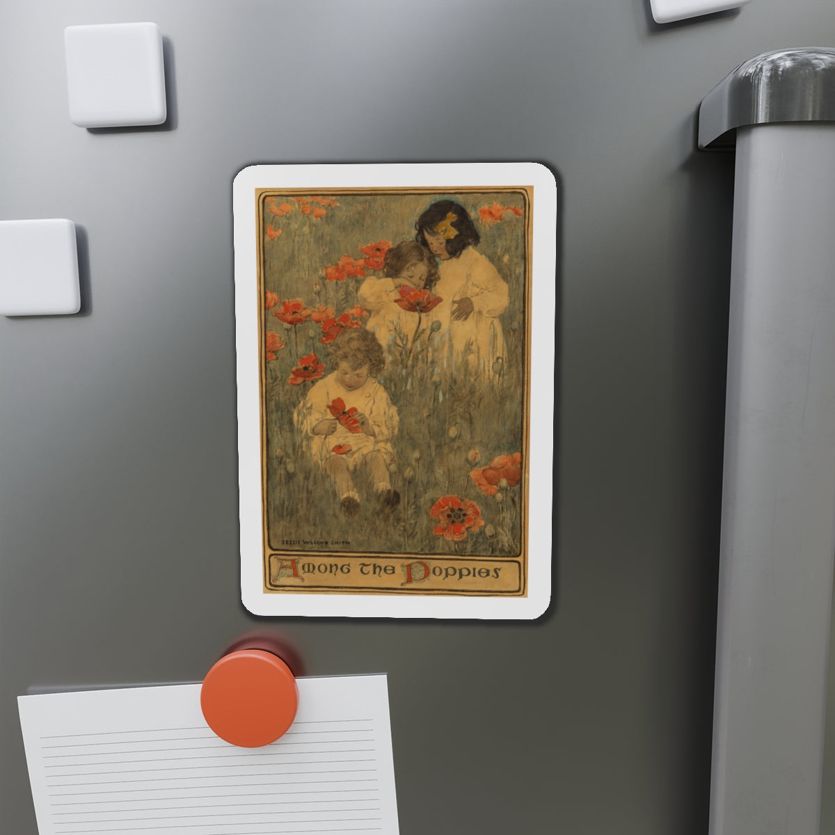 Among the Poppies, The Child in a Garden, Scribner's Magazine illustration, December 1903 (Magazine Illustration) Refrigerator Magnet-The Sticker Space