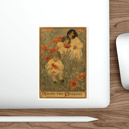 Among the Poppies, The Child in a Garden, Scribner's Magazine illustration, December 1903 (Magazine Illustration) STICKER Vinyl Die-Cut Decal-The Sticker Space