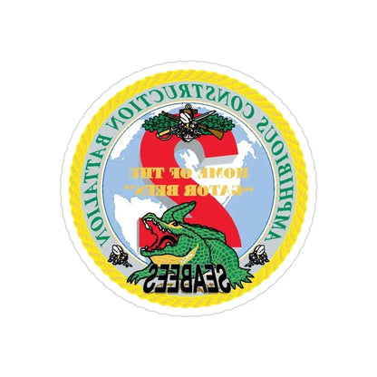 Amphibious Construction Bn 2 SeaBees (U.S. Navy) REVERSE PRINT Transparent Die-Cut STICKER - The Sticker Space