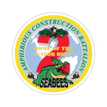 Amphibious Construction Bn 2 SeaBees (U.S. Navy) STICKER Vinyl Kiss-Cut Decal 2 Inch White - The Sticker Space