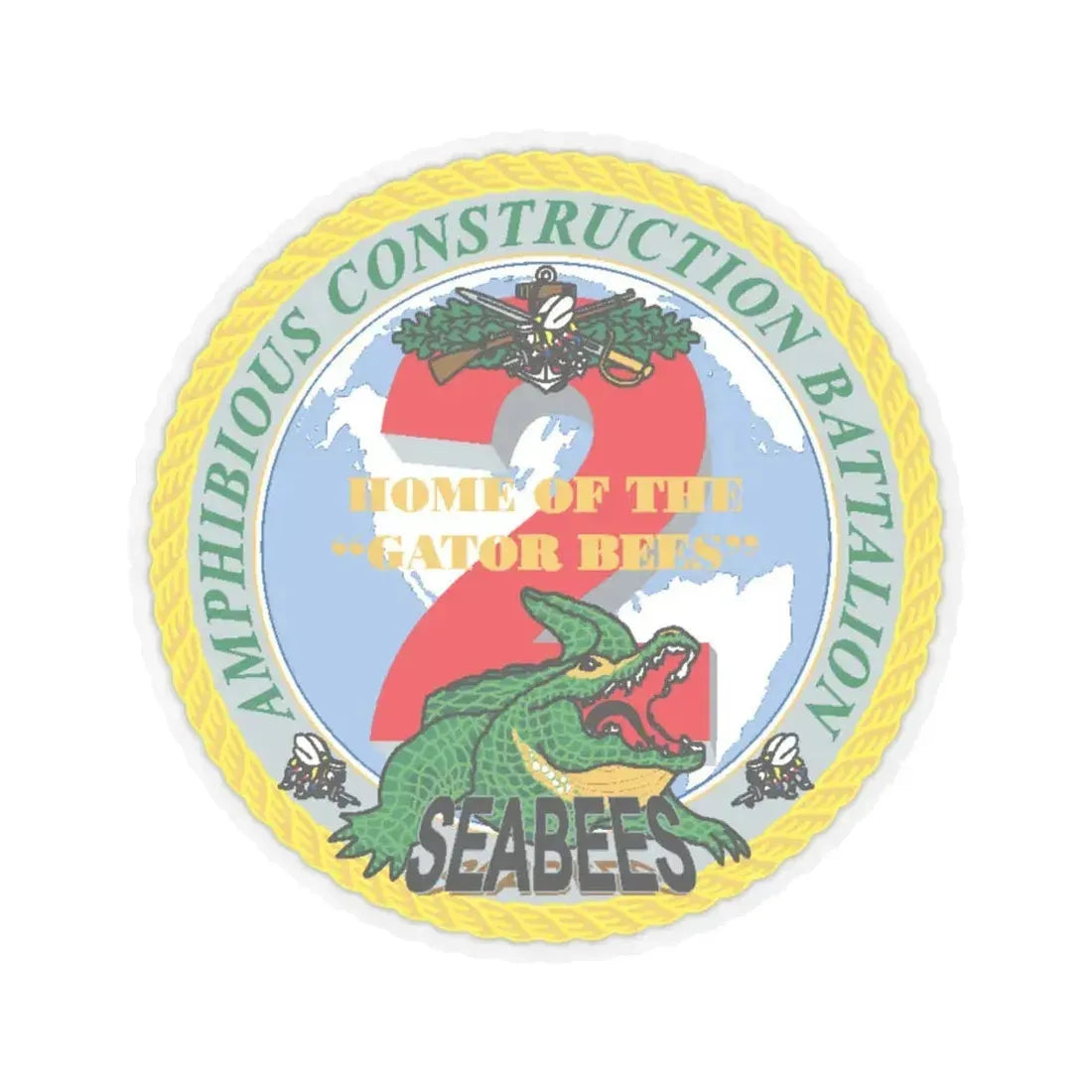 Amphibious Construction Bn 2 SeaBees (U.S. Navy) STICKER Vinyl Kiss-Cut Decal 6 Inch Transparent - The Sticker Space