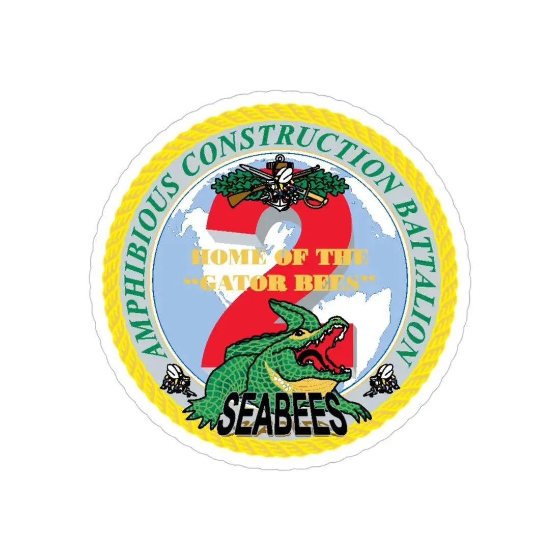 Amphibious Construction Bn 2 SeaBees (U.S. Navy) Transparent STICKER Die-Cut Vinyl Decal 4 Inch Transparent - The Sticker Space