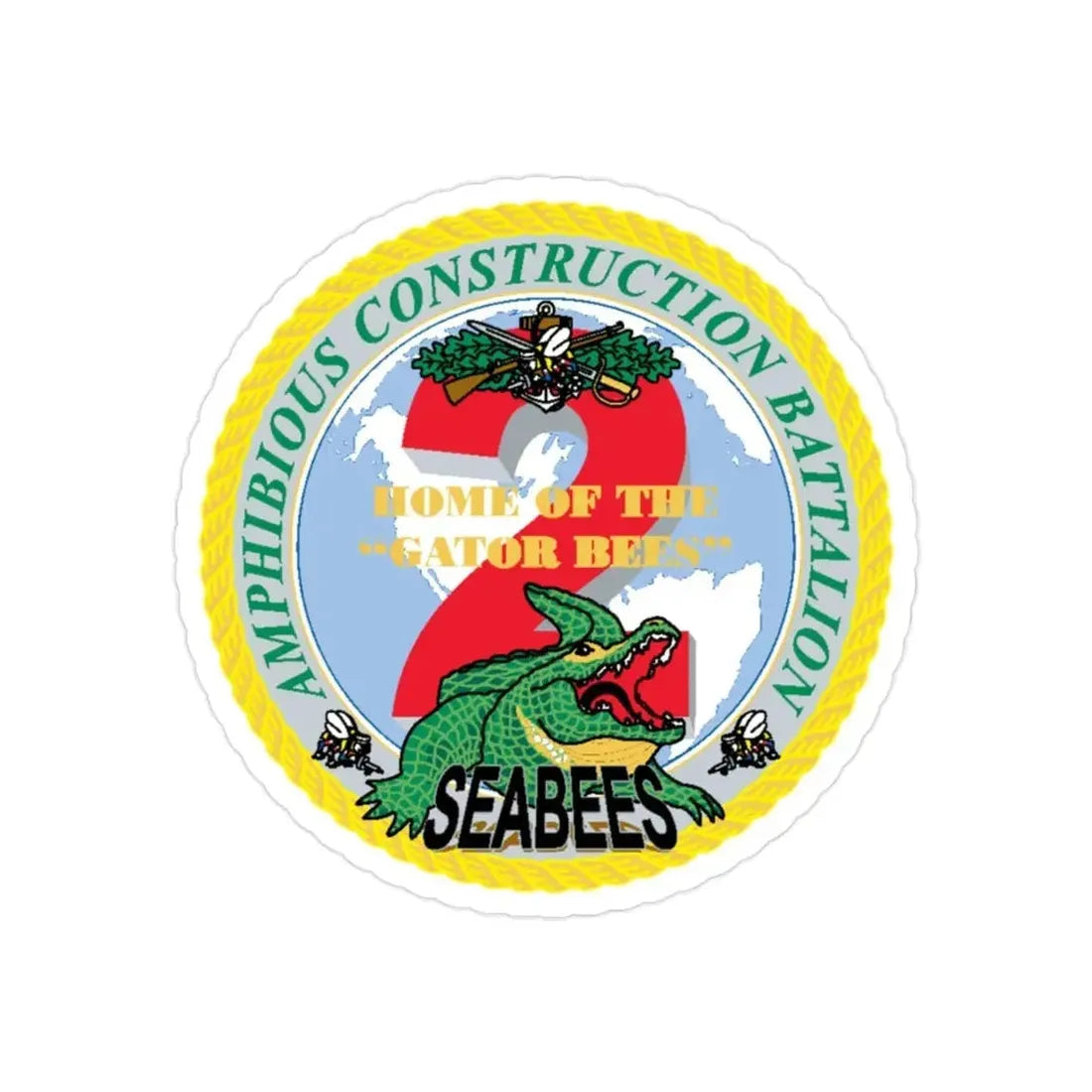 Amphibious Construction Bn 2 SeaBees (U.S. Navy) Transparent STICKER Die-Cut Vinyl Decal - The Sticker Space