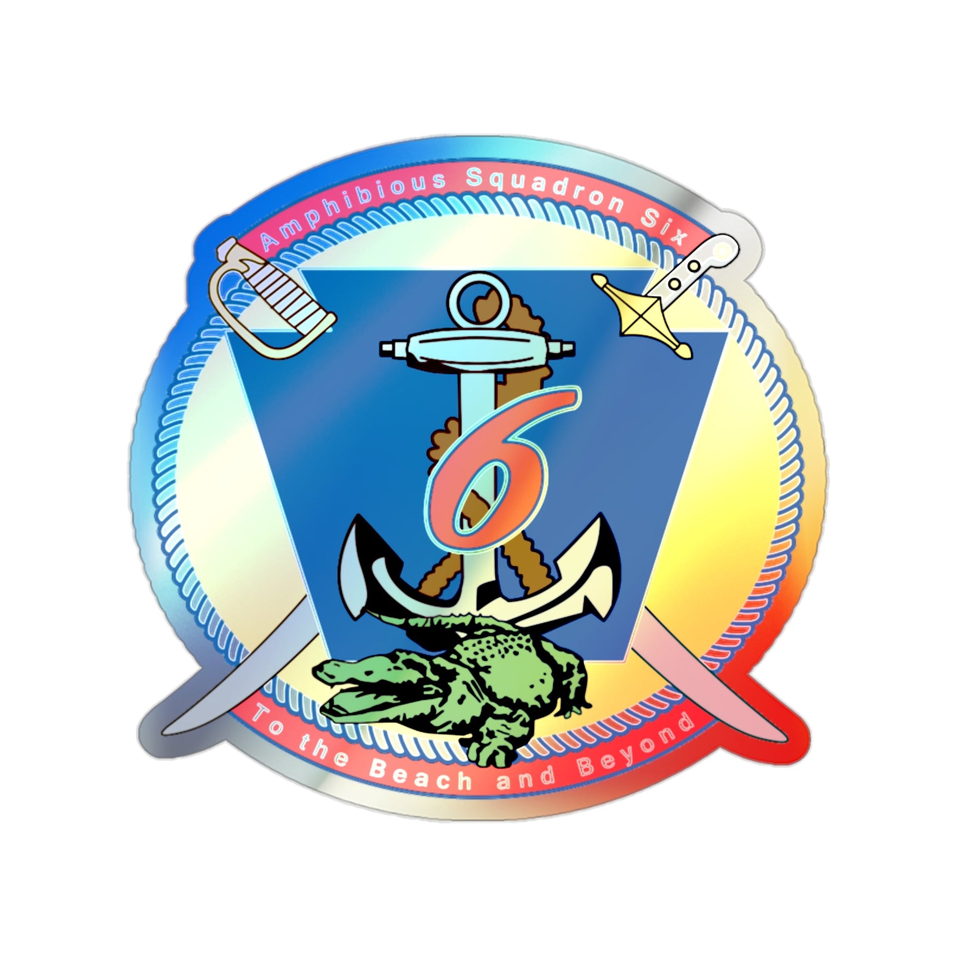 Amphibious Sq 6 (U.S. Navy) Holographic STICKER Die-Cut Vinyl Decal-2 Inch-The Sticker Space