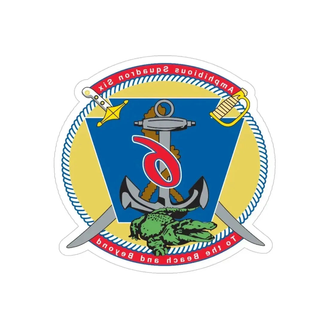 Amphibious Sq 6 (U.S. Navy) REVERSE PRINT Transparent Die-Cut STICKER - The Sticker Space