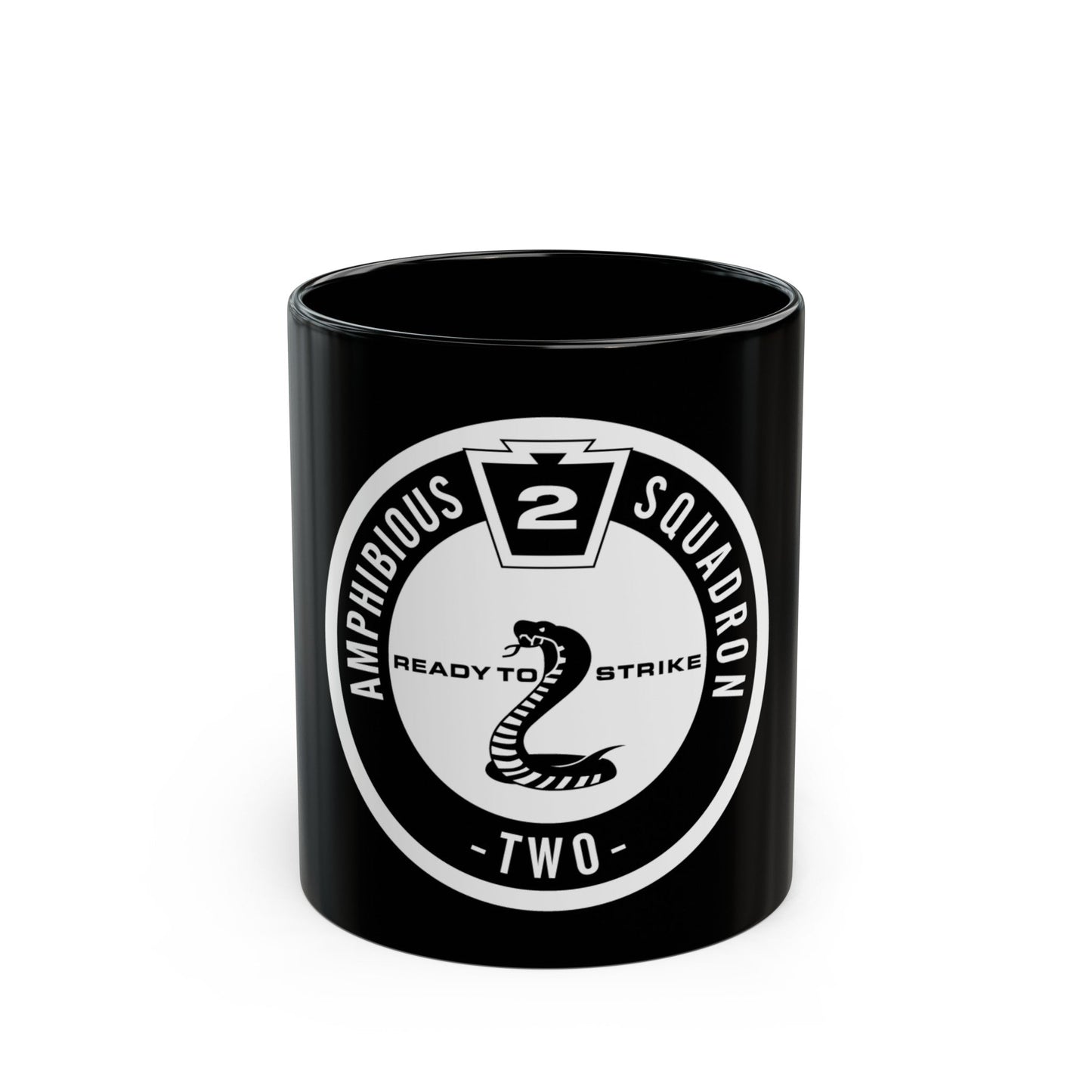 Amphibious Squadron 2 Ready To Strike BW (U.S. Navy) Black Coffee Mug-11oz-The Sticker Space