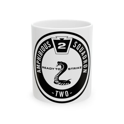 Amphibious Squadron 2 Ready To Strike BW (U.S. Navy) White Coffee Mug-11oz-The Sticker Space