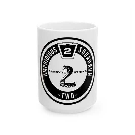 Amphibious Squadron 2 Ready To Strike BW (U.S. Navy) White Coffee Mug-15oz-The Sticker Space