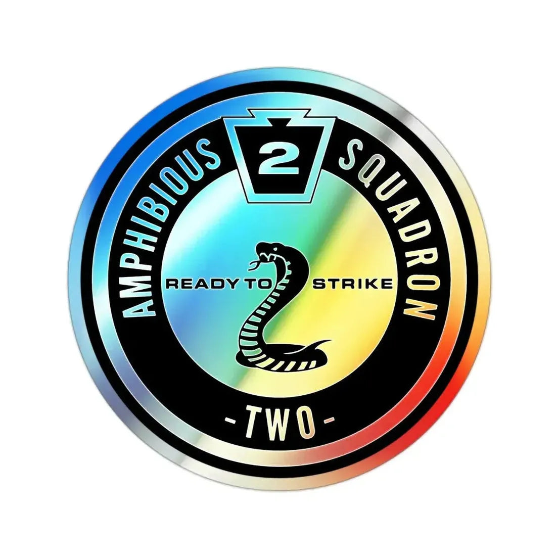 Amphibious Squadron 2 Ready To Strike BW (U.S. Navy) Holographic STICKER Die-Cut Vinyl Decal - The Sticker Space