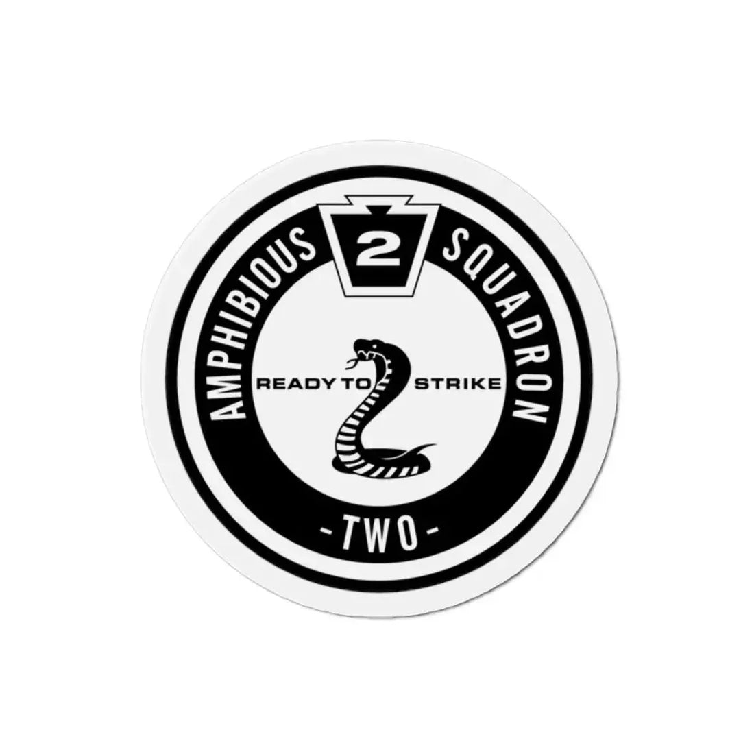 Amphibious Squadron 2 Ready To Strike BW (U.S. Navy) Refrigerator Magnet 2 Inch - The Sticker Space