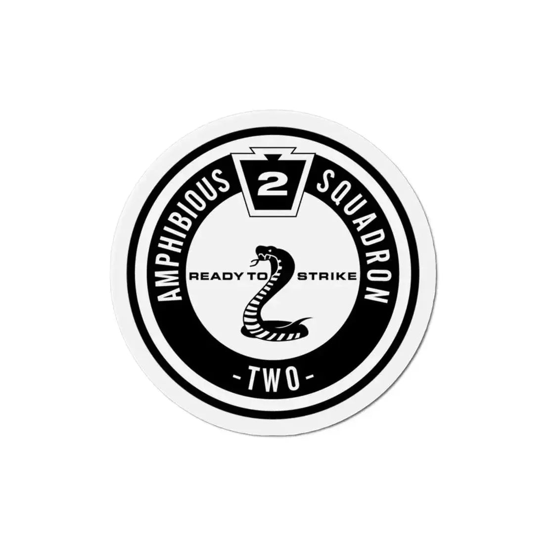 Amphibious Squadron 2 Ready To Strike BW (U.S. Navy) Refrigerator Magnet 3 Inch - The Sticker Space