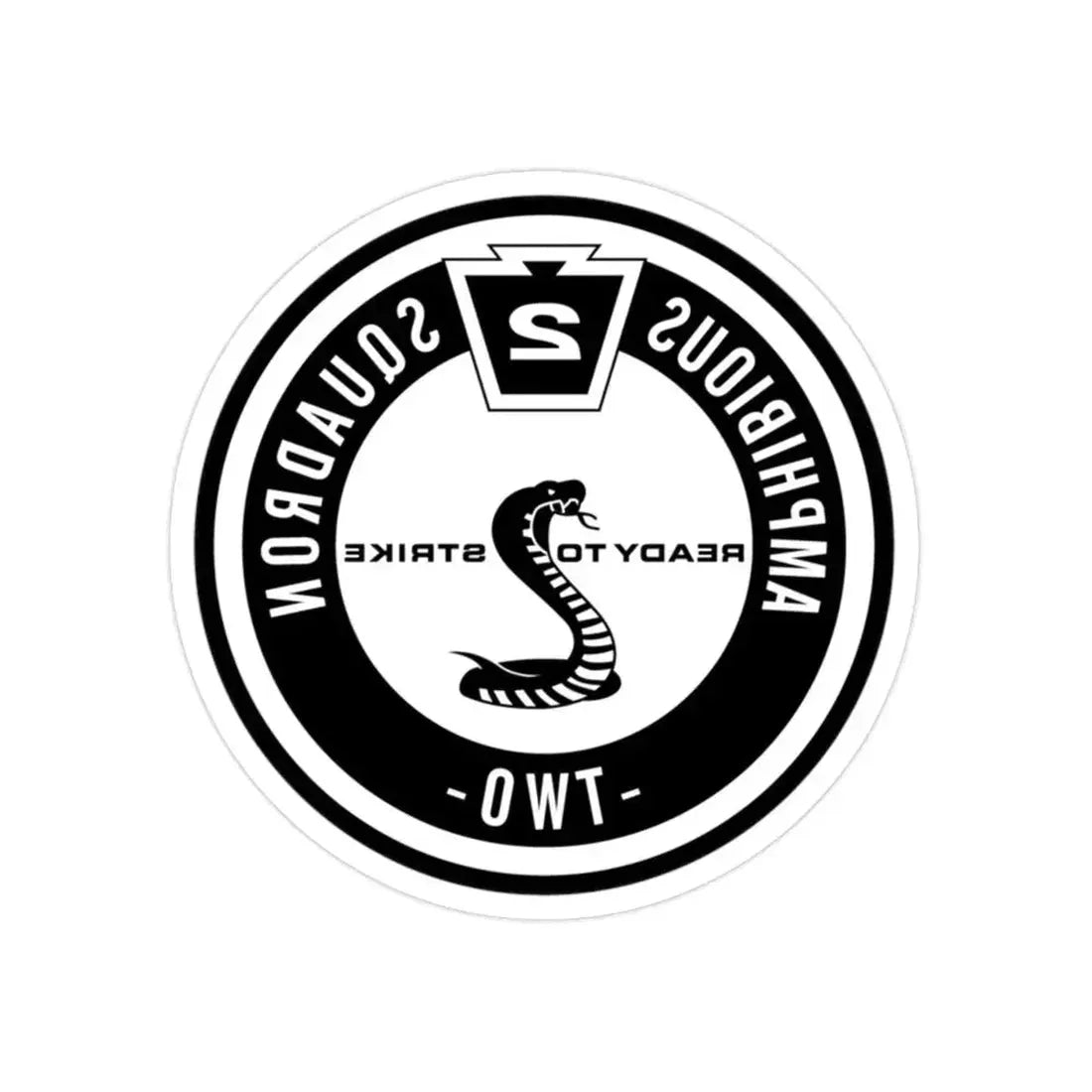 Amphibious Squadron 2 Ready To Strike BW (U.S. Navy) REVERSE PRINT Transparent Die-Cut STICKER 2 Inch Die-Cut Transparent - The Sticker Space