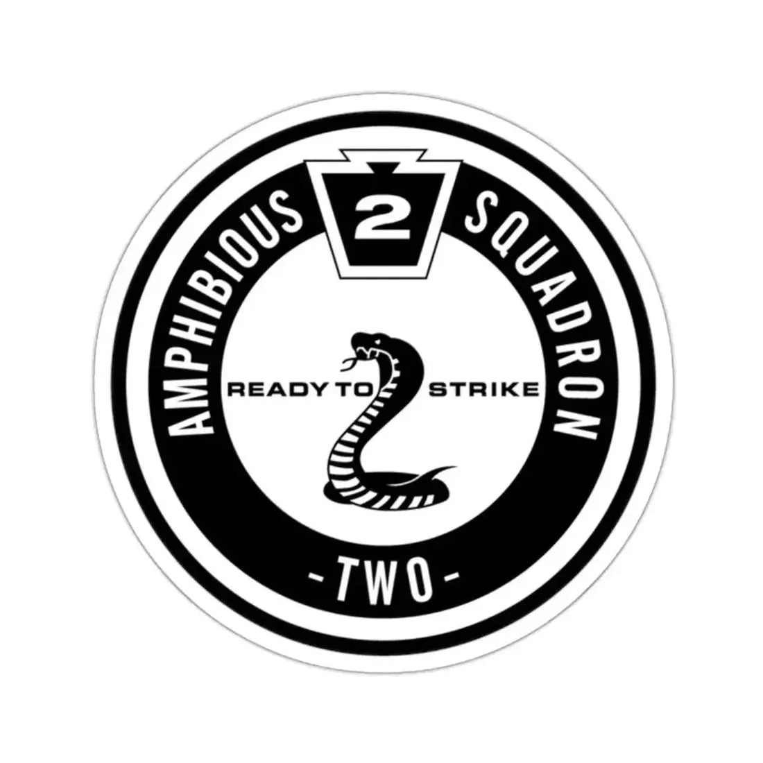 Amphibious Squadron 2 Ready To Strike BW (U.S. Navy) STICKER Vinyl Kiss-Cut Decal 2 Inch White - The Sticker Space