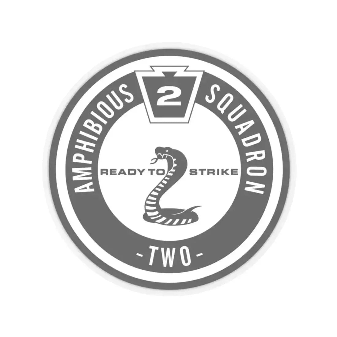 Amphibious Squadron 2 Ready To Strike BW (U.S. Navy) STICKER Vinyl Kiss-Cut Decal 3 Inch Transparent - The Sticker Space