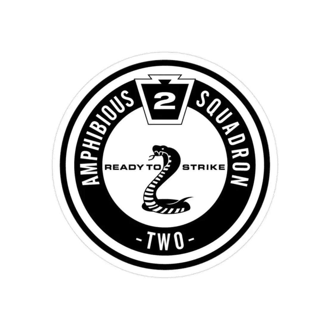 Amphibious Squadron 2 Ready To Strike BW (U.S. Navy) Transparent STICKER Die-Cut Vinyl Decal 2 Inch Transparent - The Sticker Space