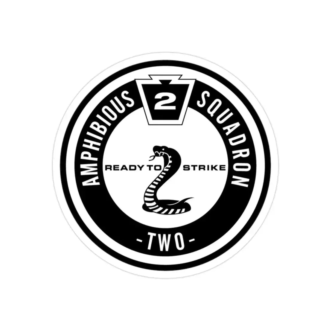 Amphibious Squadron 2 Ready To Strike BW (U.S. Navy) Transparent STICKER Die-Cut Vinyl Decal 2 Inch Transparent - The Sticker Space