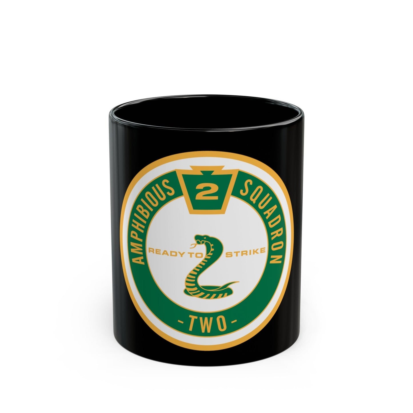 Amphibious Squadron 2 Ready To Strike (U.S. Navy) Black Coffee Mug-11oz-The Sticker Space