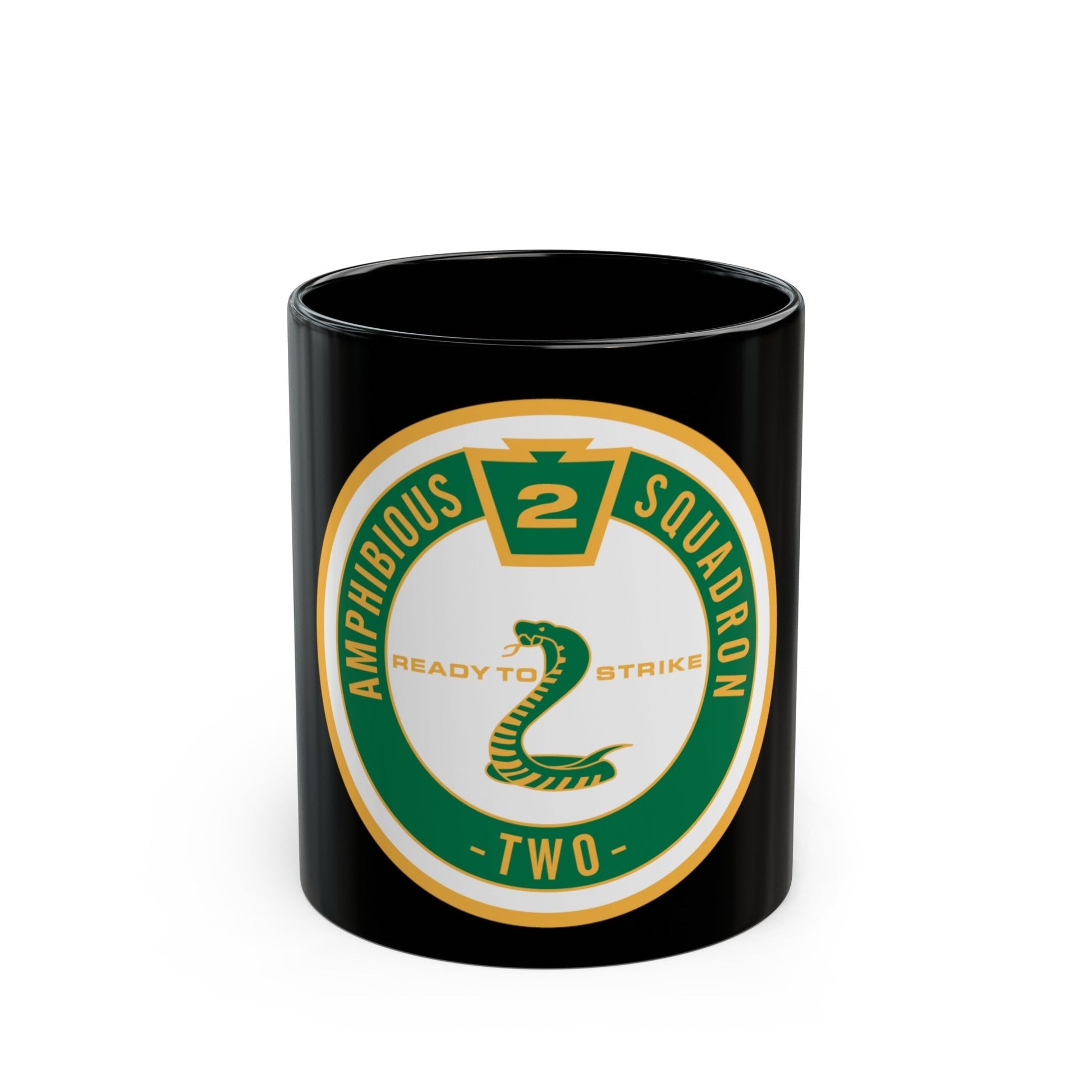 Amphibious Squadron 2 Ready To Strike (U.S. Navy) Black Coffee Mug-11oz-The Sticker Space