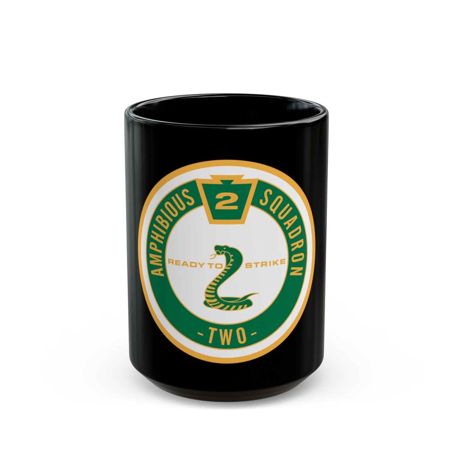 Amphibious Squadron 2 Ready To Strike (U.S. Navy) Black Coffee Mug-15oz-The Sticker Space