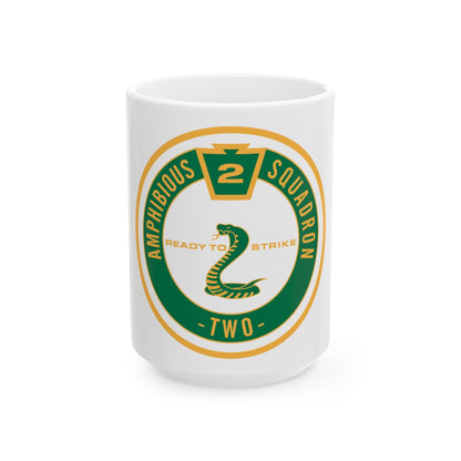 Amphibious Squadron 2 Ready To Strike (U.S. Navy) White Coffee Mug-15oz-The Sticker Space