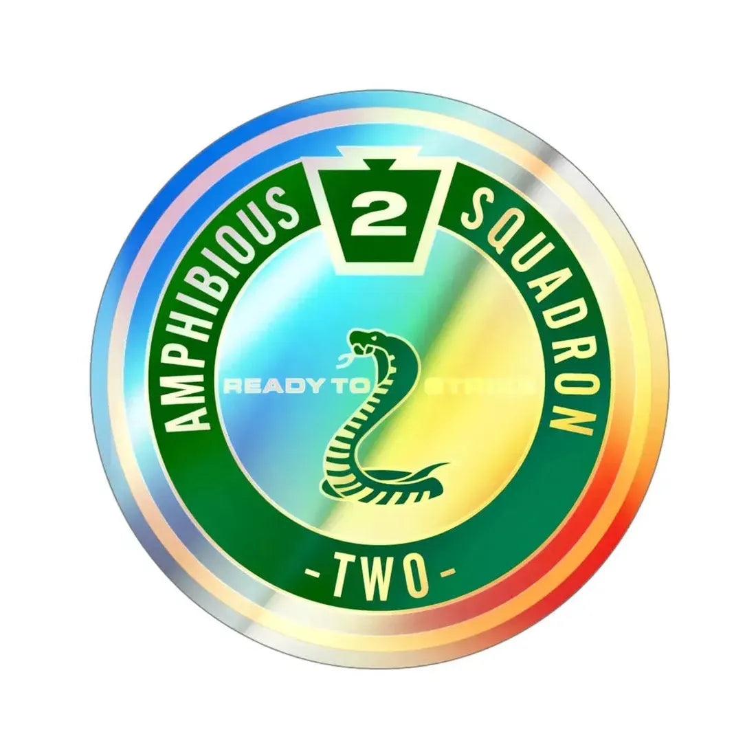 Amphibious Squadron 2 Ready To Strike (U.S. Navy) Holographic STICKER Die-Cut Vinyl Decal - The Sticker Space