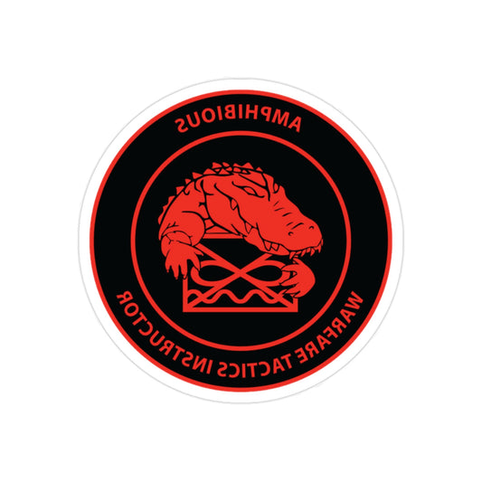 Amphibious Warfare Tactics Instructor AMW WTI (U.S. Navy) REVERSE PRINT Transparent STICKER-2" × 2"-The Sticker Space