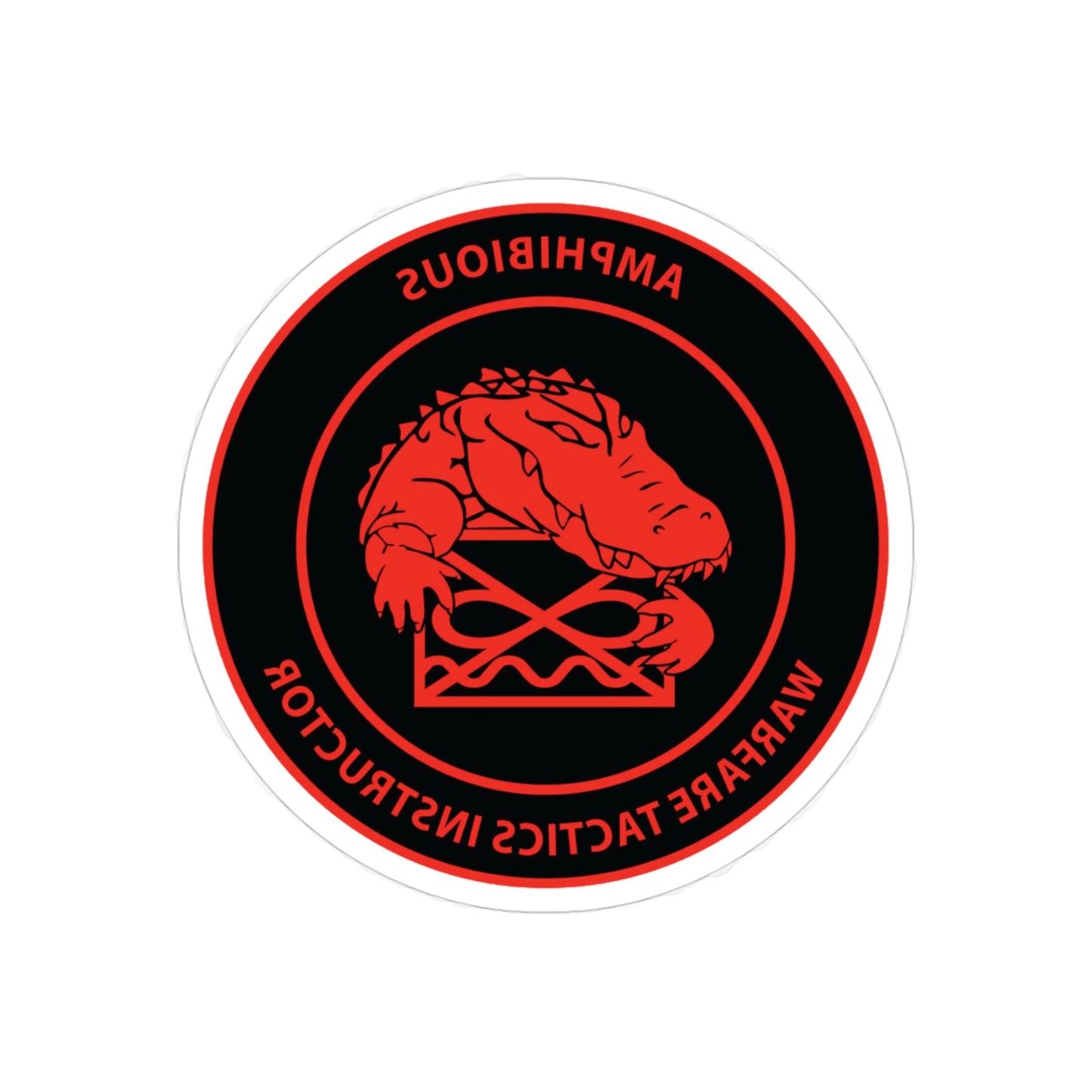 Amphibious Warfare Tactics Instructor AMW WTI (U.S. Navy) REVERSE PRINT Transparent STICKER-4" × 4"-The Sticker Space