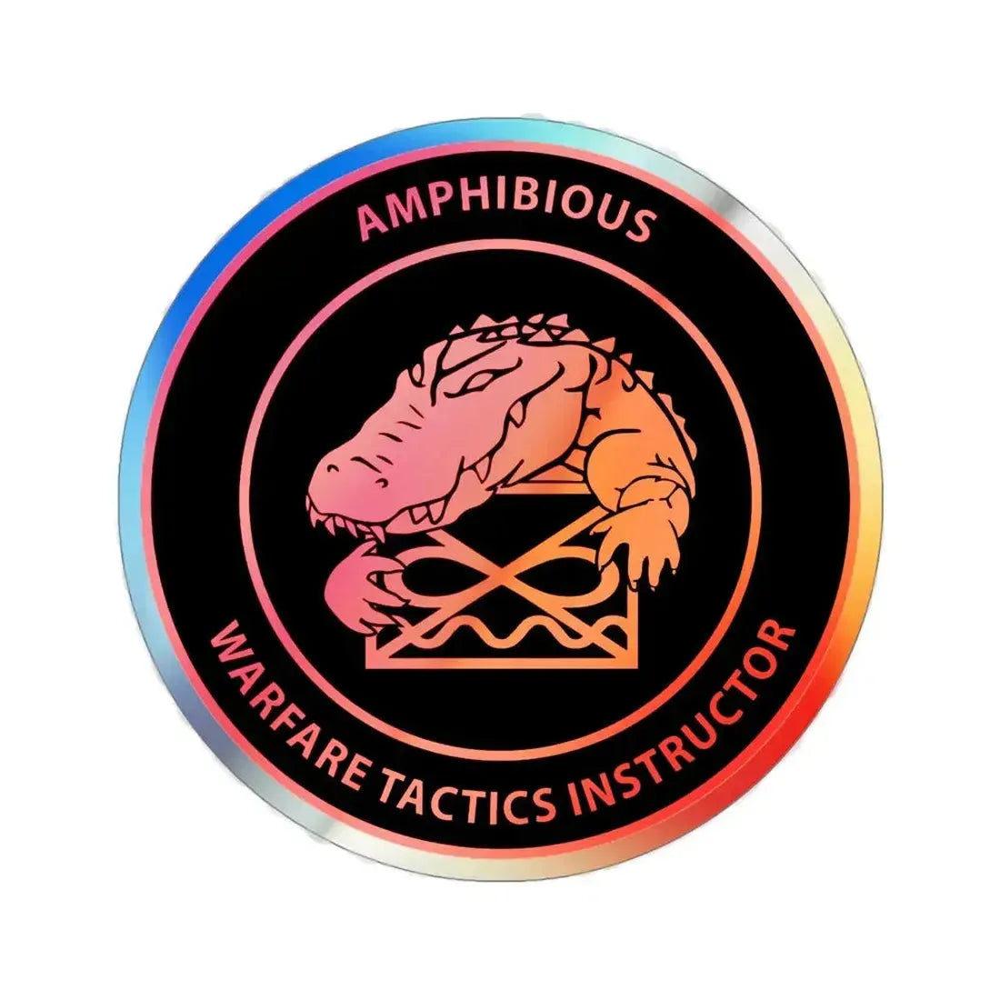 Amphibious Warfare Tactics Instructor AMW WTI (U.S. Navy) Holographic STICKER Die-Cut Vinyl Decal 5 Inch Holographic - The Sticker Space