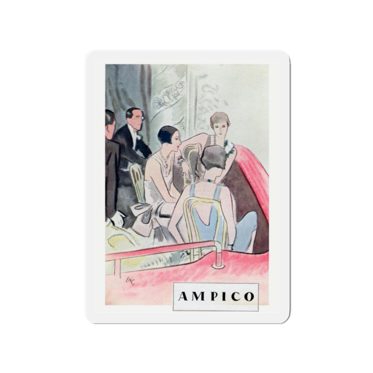 Ampico, 1928 (Magazine Illustration) Refrigerator Magnet-2" x 2"-The Sticker Space