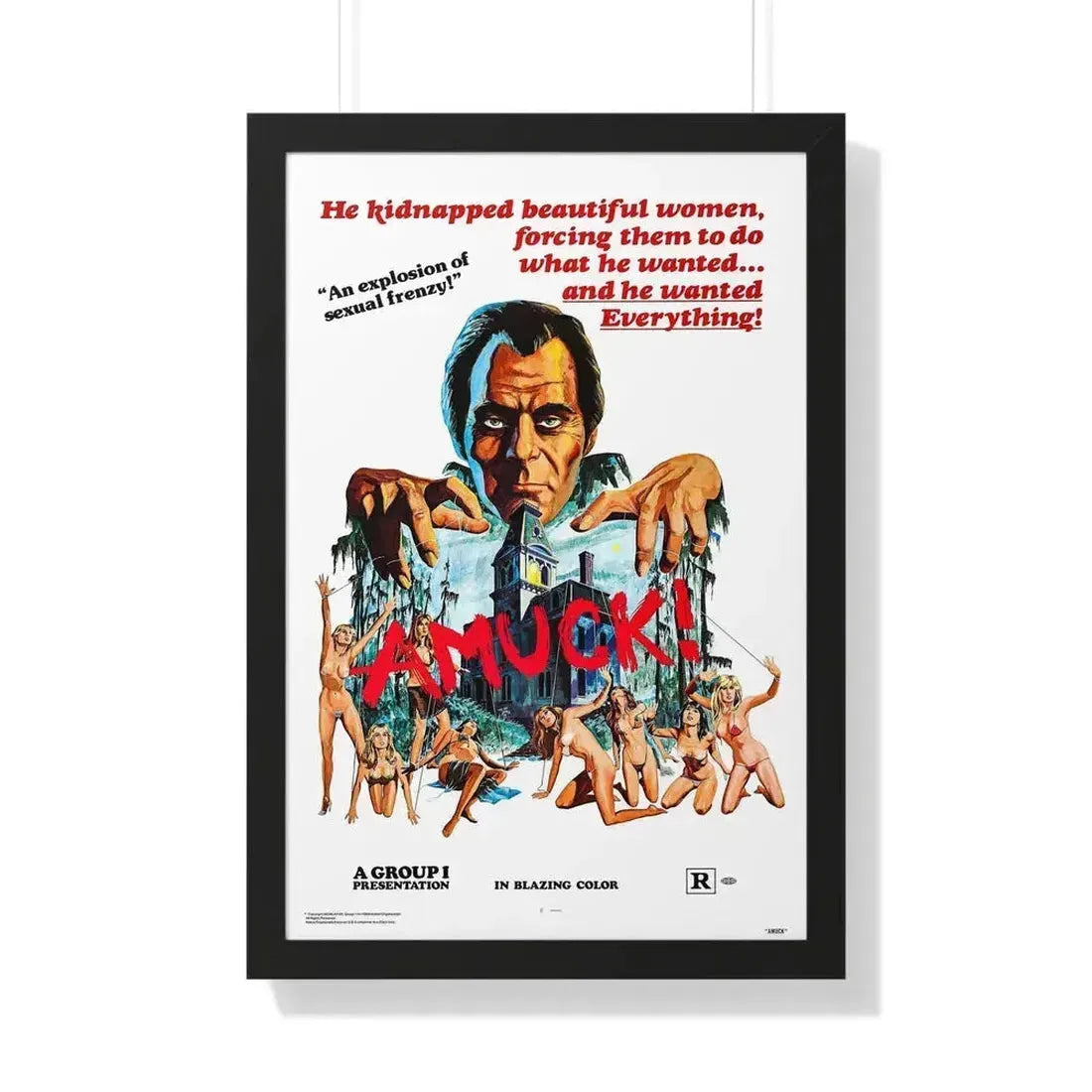 AMUCK! 1972 - Framed Movie Poster 20" x 30" Black - The Sticker Space