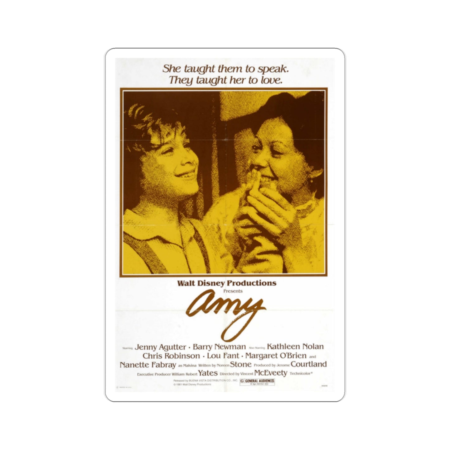 Amy 1981 Movie Poster STICKER Vinyl Die-Cut Decal-2 Inch-The Sticker Space