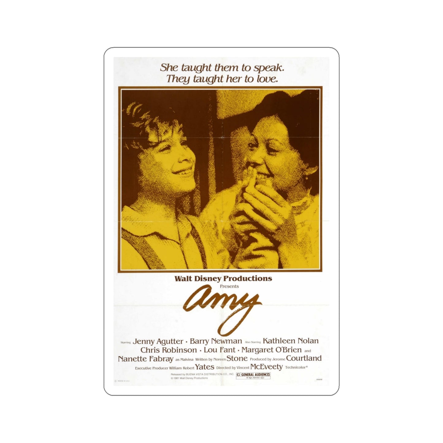 Amy 1981 Movie Poster STICKER Vinyl Die-Cut Decal-5 Inch-The Sticker Space