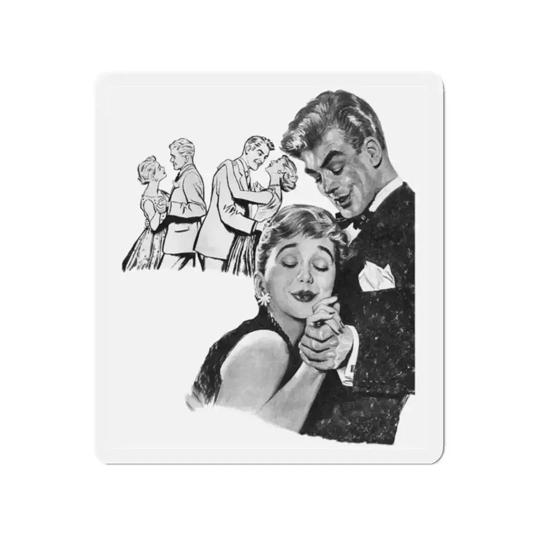 An Absolutely Perfect Man by Harriett Pratt, Woman magazine, 1957 (Magazine Illustration) Refrigerator Magnet 2 Inch - The Sticker Space